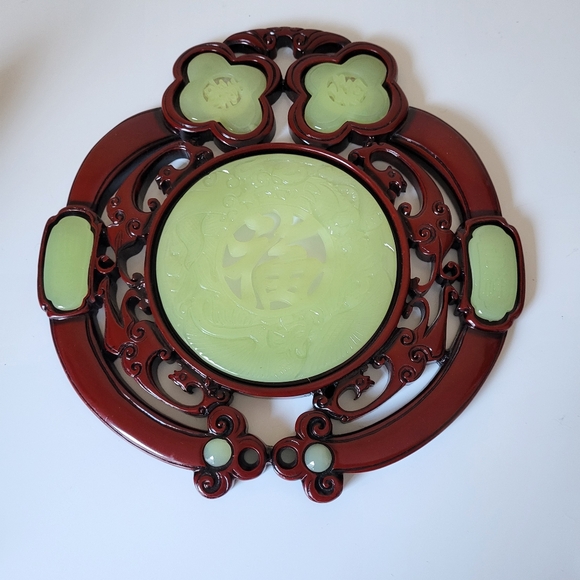 Faux Jade and Resin Decorative Chinese Wall Hanging - Picture 1 of 15